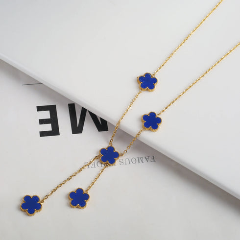 Adjustable Gold-Plated Stainless Steel Plant Flower Bracelet for Women – Trendy Clover Design with Five Leaf Petals, Waterproof & Anti-Allergic Jewelry Gift